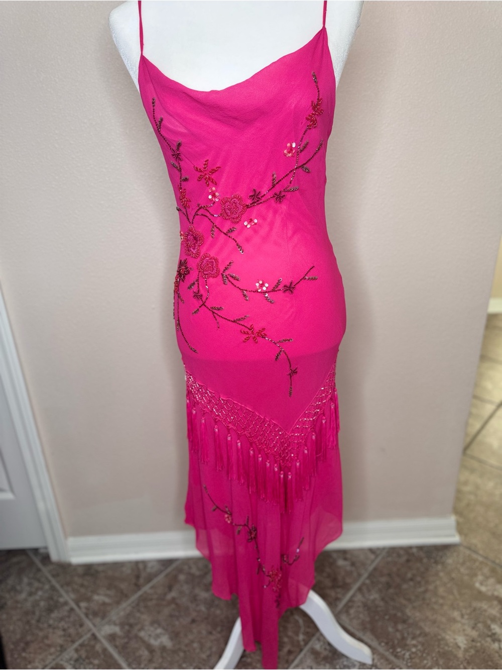Cache pink fairy silk asymmetric vintage dress size 6 - Picture 15 of 16